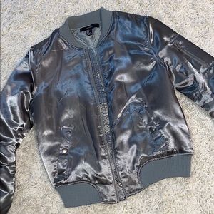 Sea Foam Satin Bomber Jacket